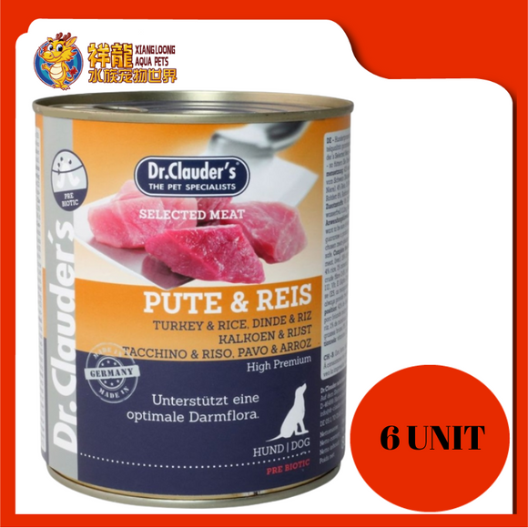 DR CLAUDER'S TURKEY & RICE PREBIOTIC 800G X 6UNIT