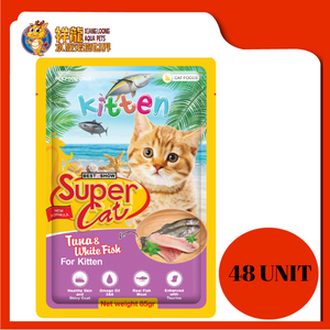 SUPERCAT POUCH KITTEN TUNA WHITE FISH (48 UNIT X 85G)