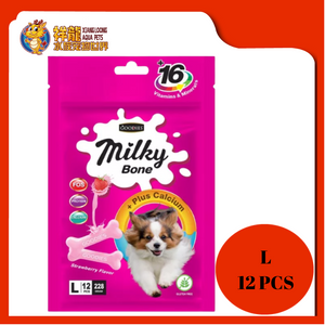 GOODIES CALCIUM MILKY BONE-STRAWBERRY L 12PCS